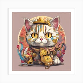 Steampunk Cat Art Print