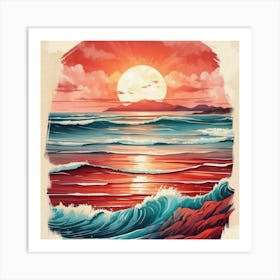 Sunset On The Beach Art Print