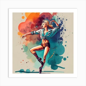 Dancer With Colorful Splashes 3 Art Print