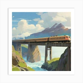 Train Crossing The Fjords Art Print