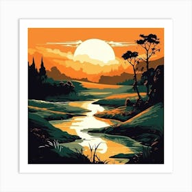 Landscape sunset Art Print