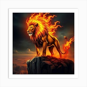 Lion On Fire 1 Art Print