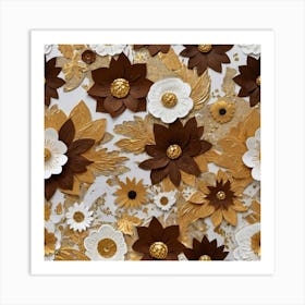 Flowers in gold 6 Art Print