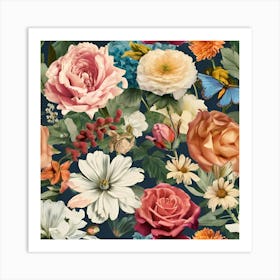 Garden Flowers Design Art Print