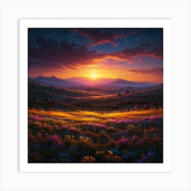 Sunset In The Meadow 8 Art Print