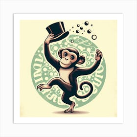 Monkey In Top Hat 1 Art Print