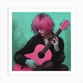 Pink Haired Girl Art Print