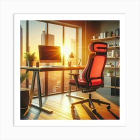 Office Chair At Sunset Art Print