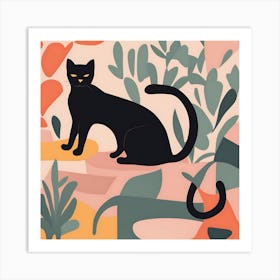 Matisse inspired Black Cat Art Print