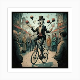 Clown On A Bicycle Art Print