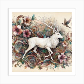 A white stag Art Print