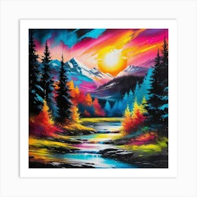 Sunset In The Mountains Art Print