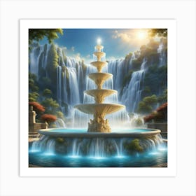 Fountain In The Garden Art Print