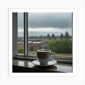 Cup Of Coffee On Window Sill Art Print