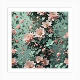 Pink Flowers Wallpaper 5 Art Print