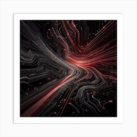 amoled line , Black and Red , black background 3 Art Print