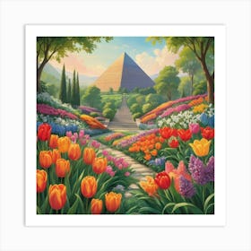 Tulips In The Garden 50 Art Print