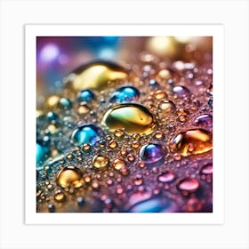 Water Droplets in color Art Print