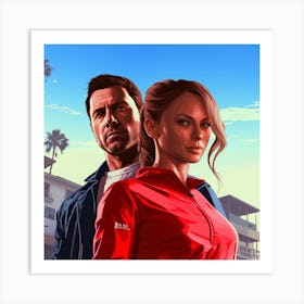 Grand Theft auto style Ben Affleck Jennifer lopez Art Print