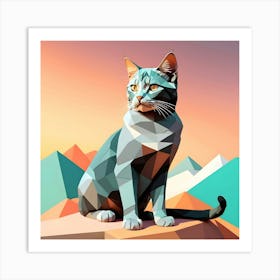 Low Poly Cat 3 Art Print