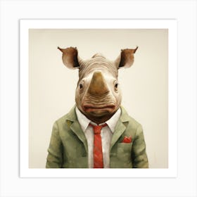 Rhino In Business Suit Art Print