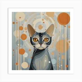 Abstract Cat Art - Geometric Modern Feline Decor Art Print