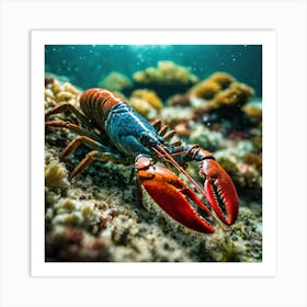 Lobster On Coral Reef Art Print