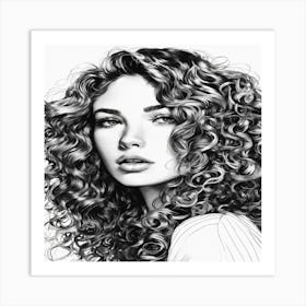 Curly Hair Drawing Art Print