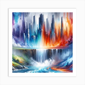 Two Cities, Two Tales - Watercolor/Oil Art Print