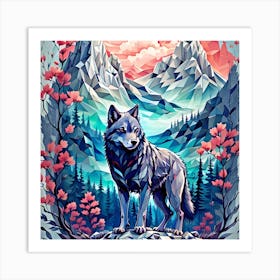 Wolf In The Mountains Art Print