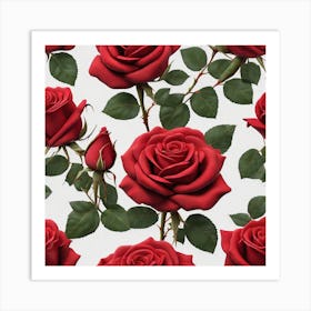 Red Roses Seamless Pattern 4 Art Print