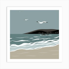 Seagulls On The Beach Art Print