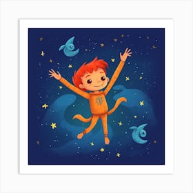 Little Boy In Space Art Print