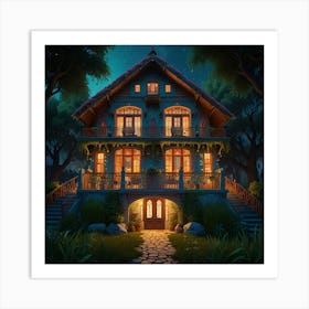 House At Night Art Print