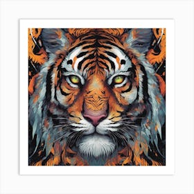 Mesmerizing Tiger With Luminous Eyes On A Profound Black Background 4 Art Print