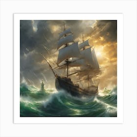 Storm's Embrace: A Ship's Ballad Art Print