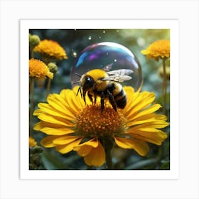 Bee On Flower Art Print