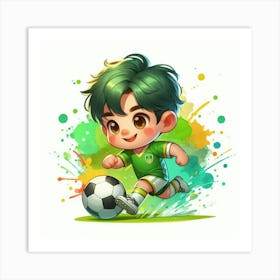 boy soccer player Art Print