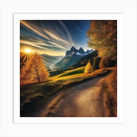 Sunset In The Dolomites Art Print