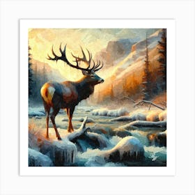 Abstract Buck Deer Oil Texture 4 Art Print