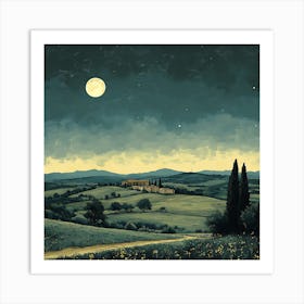 Moonlight In Tuscany Art Print