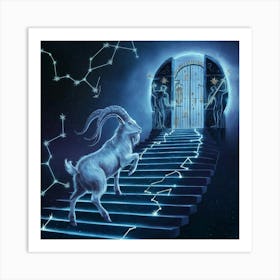 Goat In The Night Sky 3 Art Print