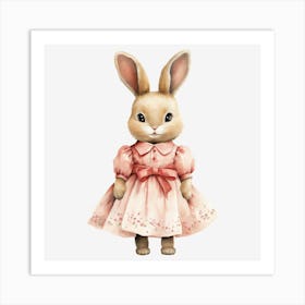 Bunny In Pink Dress 2 Art Print