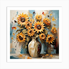 Sunflowers In A Vase Abstract 3 Art Print