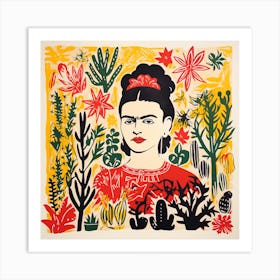 Frida Kahlo in Cactus Garden Art Print