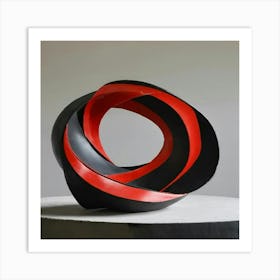 Decoracion Circular Rojo Y Negro De Vidrio Art Print