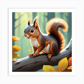 Squirrel In The Forest Art Print