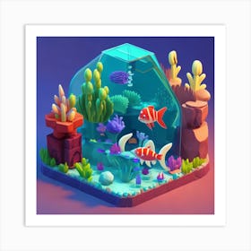 3d Fish Tank Art Print