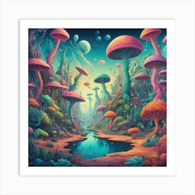 Psychedelic Mushrooms art print Art Print