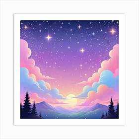 Sky With Twinkling Stars In Pastel Colors Square Composition 81 Art Print